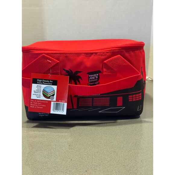 NEW Trader Joe's Mini Insulated Tote Bag 1.5 gal Red Camping Cooler NWT - Picture 2 of 10